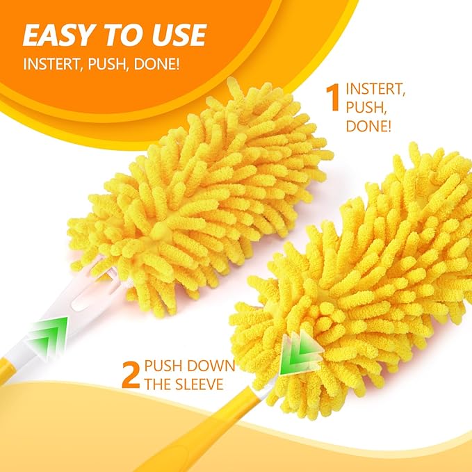 Reusable Duster Refill Compatible with Swiffer Hand Duster - 360 Heavy Duty Dusters Refills - Microfiber Ceiling Fan Duster for Swiffer Dusters Extended Handle, 6 Pack(Handle is Not Included)