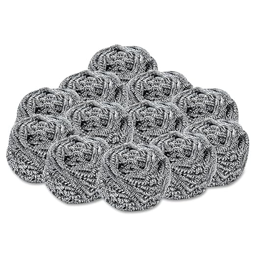 Boardwalk BWK50 Stainless Steel Scrubber, 2 1/2 x 2 3/4, Steel Gray (Case of 12)