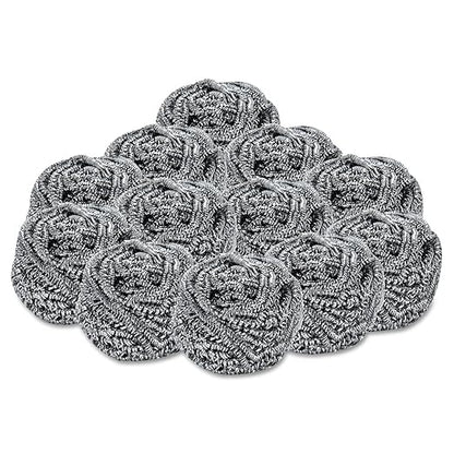 Boardwalk BWK50 Stainless Steel Scrubber, 2 1/2 x 2 3/4, Steel Gray (Case of 12)