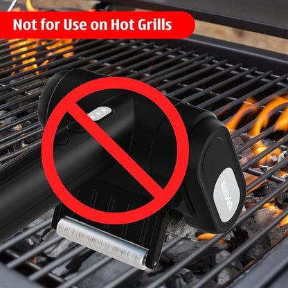 Electric Rechargeable Grill Brush,Grill Cleaner for Outdoor Grill with 800 RPM Motor - Bristle Stainless Steel Grill Cleaner with LED Light for BBQ, Heavy Duty Grill Cleaning Tool（Black）