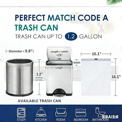 1.2 Gallon Mini Drawstring Trash Bags Garbage Bags, 120 Counts Small Strong Plastic Bags fit 4-5L Trash Can for Home Office Kitchen Bathroom Bedroom, White Waste Basket Liners