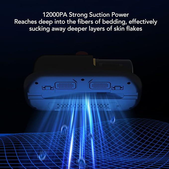 Mattress Vacuum Cleaner, 12Kpa Suction Bed Vacuum Cleaner with UV Light,Handheld Bed Vacuum Cleaner with Smart Dust Sensor, HEPA Filter, Effectively Cleans Bedding, Sofas, Carpets