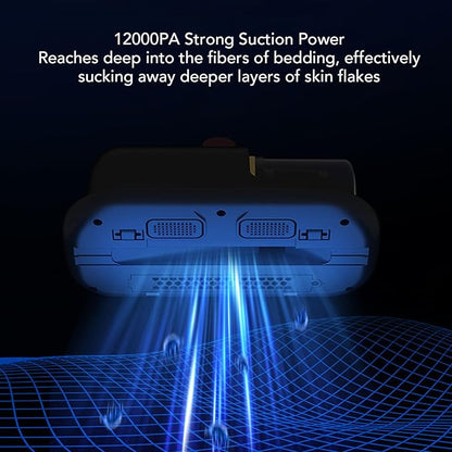 Zunate Bed Vacuum Cleaner 12kPa, Ultrasonic Mattress Vacuum Cleaner - Powerful Double Tapping, Cleaning, Filtration for Bedding Carpets Toys