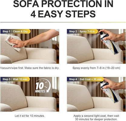 Waterproof Fabric Protector Spray: Invisible Upholstery & Linen - Stain Repelling Protection for Sofa, Fabric - Keeps Furniture Clean & New (6.76oz)