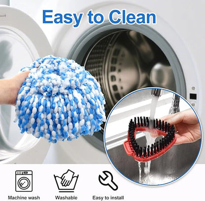 Mop Replacement Heads for O Cedar RinseClean 2 Tank System,2 Microfiber Mop Head Refills,1 Scrubber mophead and 1 Mops Base Combo Set for O-Cedar 2 Tank,MOp Replace Heads for Wet/Dry Floor Cleaning