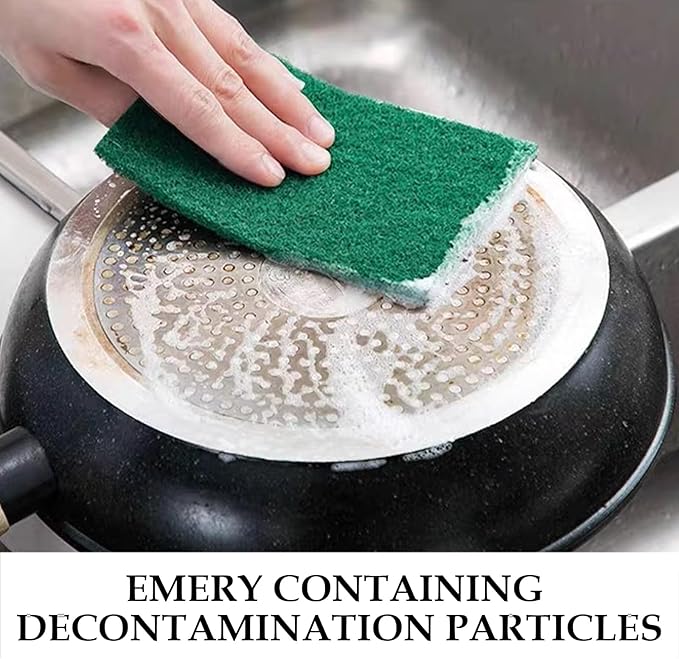 Heavy Duty Scrubbing Pads for Cleaning 6 x 4 x 0.31inch Dish Scrubber Pads Reusable Household Green Scrubbing Pads,Scotch Brite Pads, for Dishes, Kitchen Scrubbers & Metal Grills (10Pcs)