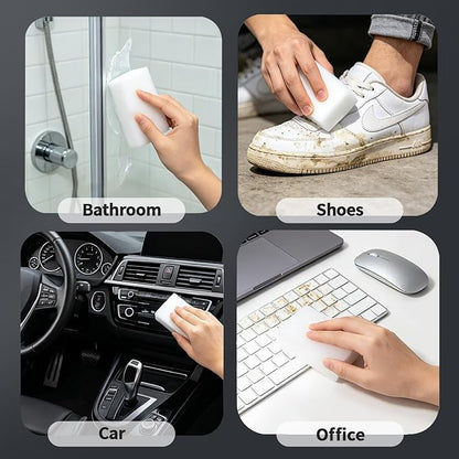 45+5 Bonus - Extra Thick & Durable Melamine Foam Cleaning Pads - Heavy Duty Wall Cleaner & Shoe Scrubber for Bathroom, Kitchen, Baseboard - Non-Scratch, Just Add Wate