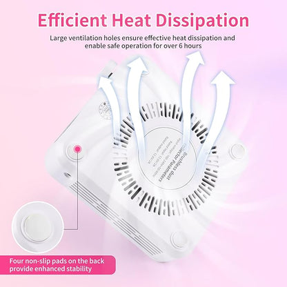 BQAN Nail Dust Collector with 4200RPM Fan - Portable Nail Vacuum Cleaner with Reusable Filter for Acrylic Gel Nail Dust, Professional Nail Tech & Home Manicure Tool (White)