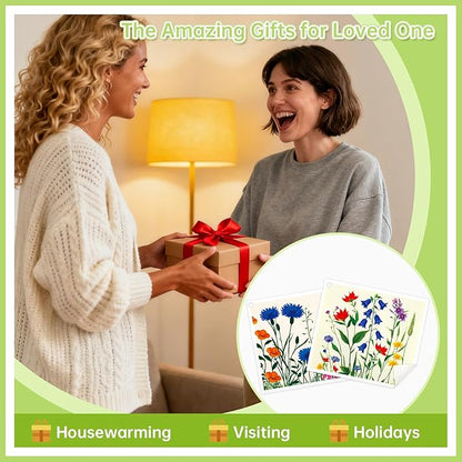 Swedish Dishcloths for Kitchen, 5 Pack Floral Flowers Reusable Paper Towels with 3 Hooks, Washable Dish Cloth Set, Absorbent Cleaning Cloth for Washing Dishes Housewarming Gifts for Friend