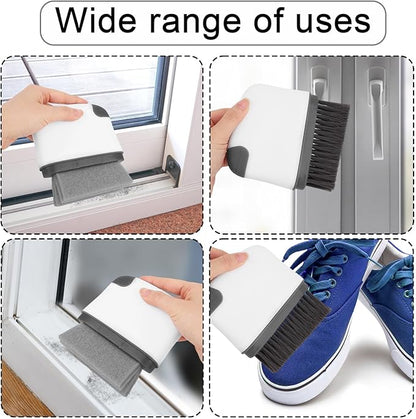 2pcs 2-in-1 Groove Cleaning Brush, 2025 Upgraded Crack Cleaner Tool Handheld Grout Brush for Window Tracks Sliding Doors Sills Tile Lines (Dark Gray)