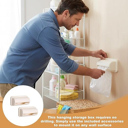 2 Pcs Trash Bag Dispenser,Garbage Bag Dispenser For Inside Trash Can,Trash Can Liner Dispenser For Bottom Of Can, Wall Mount Garbage Bag Dispenser Kitchen Bathroom Toilet Storage Organization(Apricot)