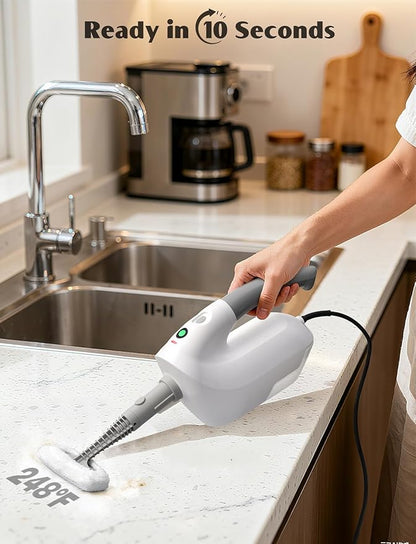 10-in-1 Steam Mop, Detachable Handheld Steam Cleaner, Multi & Up Steamer for Cleaning with 350ml Tank,10s Heat-Up, 23Ft Cord, 248°F 1200W Powerful Floor Steam Mop for Hardwood Floors, Grout, Carpet