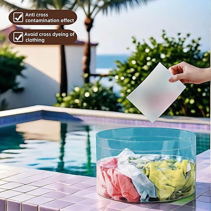 Color Catcher Sheets 24Pack - Prevents Color Bleeding, Stops Dye Transfer for Mixed Laundry, Baby Safe, No Sorting, Deep/Dark Colors, Washer Safe (White)