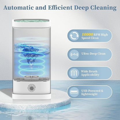 Electric Makeup Brush Cleaner Machine, 7000 RPM Deep Clean for All Make up Brush Types, Automatic Beauty Tool for Home & Travel, Ideal Gift for Women Wife Girlfriends (Transparent)