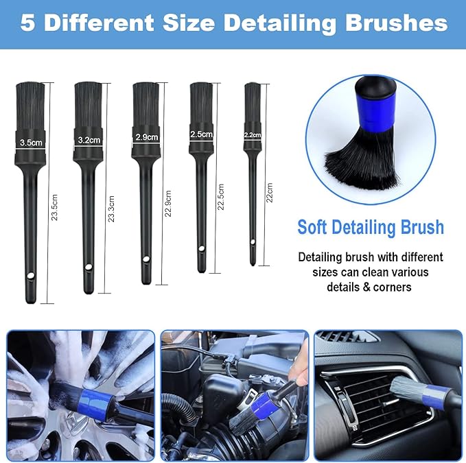 21PCS Car Detailing Brush Set, Car Detailing kit, Auto Detailing Drill Brush Set, Car Detailing Brushes, Car Wash Kit for Vehicles, Car Cleaning Tools Kit for Interior,Exterior, Wheels, Dashboard