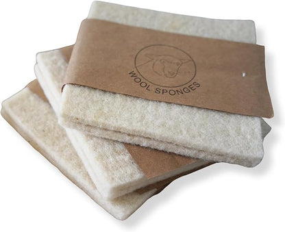 Wool Sponges 2-Pack - Environmentally Friendly, Long-Lasting & Compostable - Perfect for Dishes, Face, Body & Surfaces