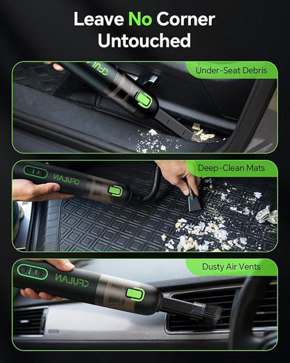 Car Vacuum Portable Cordless, 21000Pa 4-in-1 Handheld Mini Vacuum Cleaner with 8 Attachments, 3 Suction Modes, One-Touch Empty, Type-C Charge, Hand Vacuum for Car, Home, Keyboard, Small Job