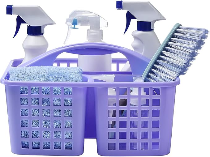 Portable Shower Caddy Basket,Convenient Cleaning Supplies Organizer with Compartments and Handle,Ideal for Bathroom, Bedroom, Kitchen, College Dorm,Garden,etc.12.4" x 7.4" x 5.1"Purple