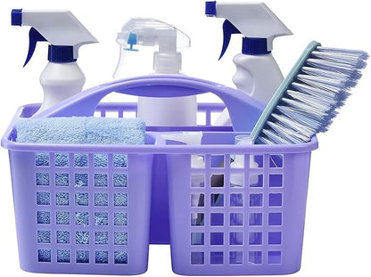 Portable Shower Caddy Basket,Convenient Cleaning Supplies Organizer with Compartments and Handle,Ideal for Bathroom, Bedroom, Kitchen, College Dorm,Garden,etc.12.4" x 7.4" x 5.1"Purple