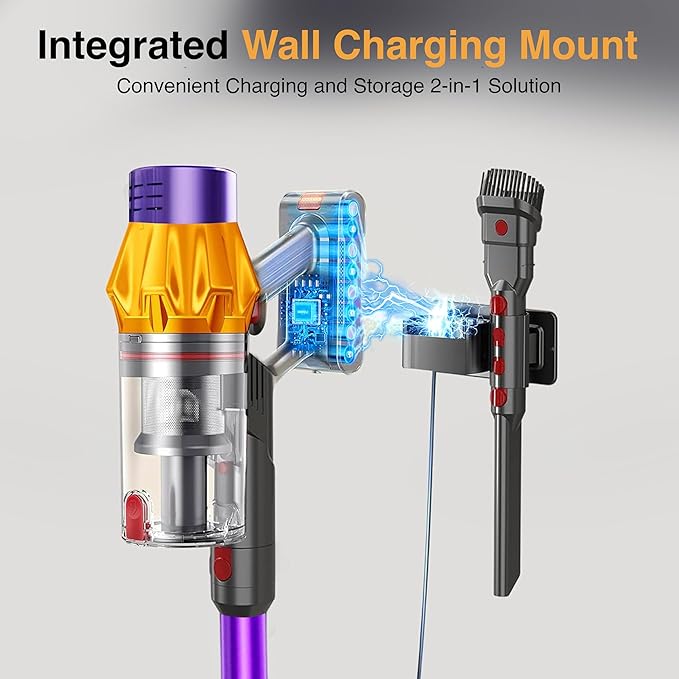 Cordless Vacuum Cleaners-48 KPa/580W with Upto 90Mins Runtime | Stick Vacuum Cleaner with 2 Hepa Filters-Wall Mounted-Touchscreen-Anti-Tangle Brush (UK Plug)