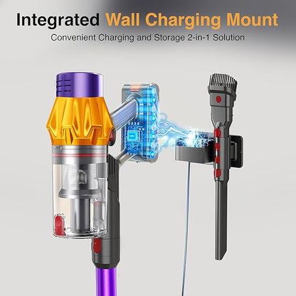 Cordless Vacuum Cleaners-48 KPa/580W with Upto 90Mins Runtime | Stick Vacuum Cleaner with 2 Hepa Filters-Wall Mounted-Touchscreen-Anti-Tangle Brush (UK Plug)
