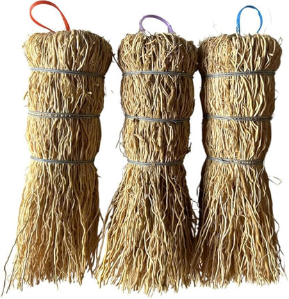 Set of 3 Natural Fiber Dish Brush Cleaners - Mexican Escobeta de Raiz Natural 5" with Hangers - Sustainable Kitchen Cleaning Scrubber Brushes for Pots, Sinks, and Pans - Yellow Cepillo Limpia Trastes