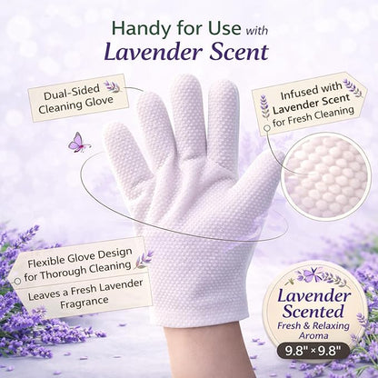 Aurora Pet Glove Wipes for Dogs & Cats, Wearable No-Rinse Grooming Glove Wipes for Paws, Face, Ears & Body, Hypoallergenic Disposable Pet Cleaning Wipes, Lavender Scented, 36 Count