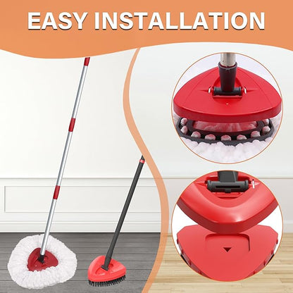 Fatmass Spin Mop Head Replacement for O Cedar EasyWring 1-Tank System, 2 Mop Replace Heads + 1 Upgrade Scrubber Brush, 100% Microfiber Mop Refills Deep Cleaning Machine Washable