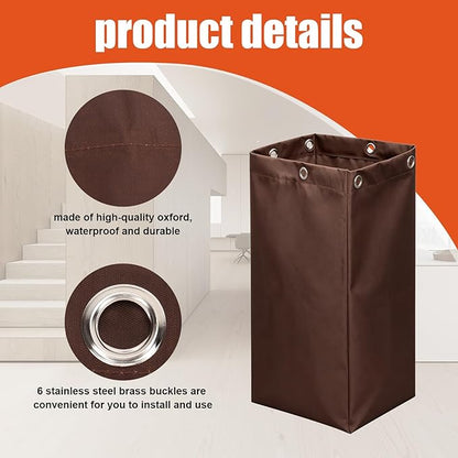 Replacement Janitorial Cleaning Cart Bag: Commercial Products 23 Gallon Industrial Janitorial Vinyl Cart Bag with 6 Brass Grommets - Size 16 x 11 x 27inches (Brown)
