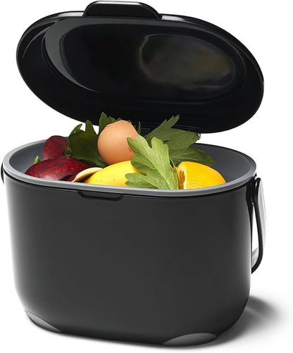 Addis 2.5 Litre Kitchen Compost Caddy, Black/Grey, 2.5L