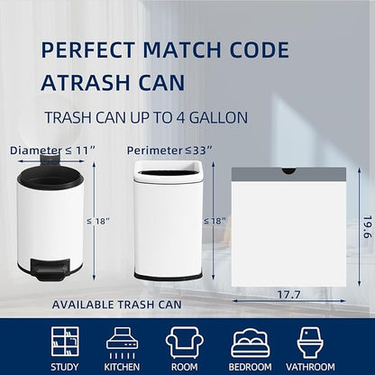 KSSKSS 2.6 Gallon Mini Drawstring Trash Bags, Small Garbage Bags by KSSKSS, Code a fit 10-15 Liter, 2.6-4 Gal, White Trash Bin Liners for Home Office Kitchen Bathroom Bedroom, 120 Counts