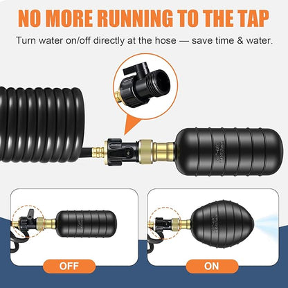 3 Pcs Drain Bladder Kit, Drain Cleaning Bladder Fits 1" to 6" Pipes, with 10 ft Retractable Hose, Shut-Off Valve & Brass Faucet Adapter Fits Most Faucets– For Sinks, Showers, Pools & Drains (Black)