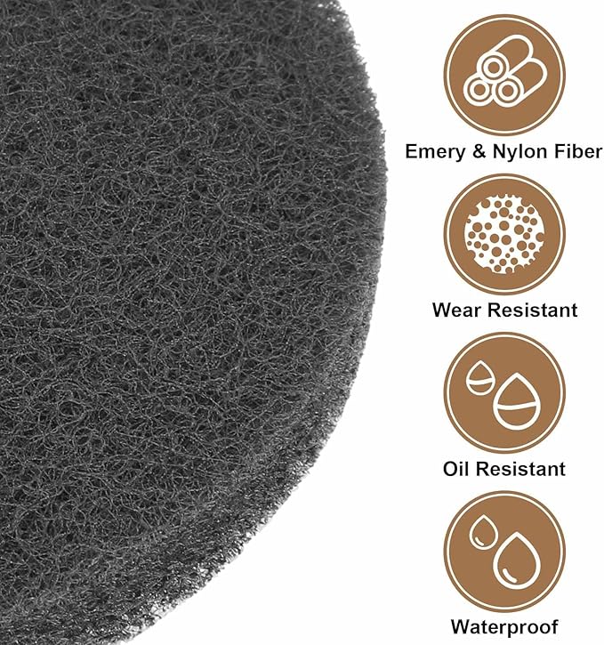 HARFINGTON 6pcs Scrubber Scouring Pads 1200 Grits 3 Inch Drill Power Brush Hoop and Loop Surface Conditioning Disc Drill Scuffing Disc Scrub Pads for Home Kitchen Cleaning, Light Gray