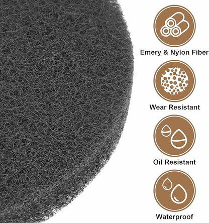 HARFINGTON 6pcs Scrubber Scouring Pads 1200 Grits 3 Inch Drill Power Brush Hoop and Loop Surface Conditioning Disc Drill Scuffing Disc Scrub Pads for Home Kitchen Cleaning, Light Gray