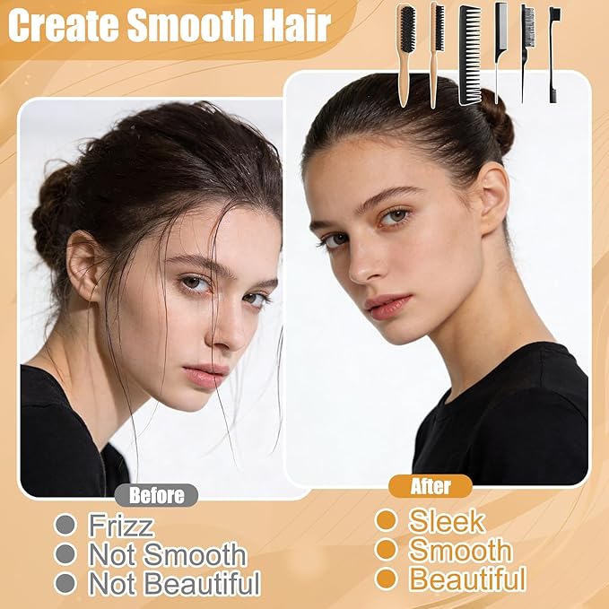 Boar Bristle Hair Brush, Slick Back Hair Brush, Hair Wax Stick and Spray Bottle for Women Men Sectioning Smoothing Parting Flyaways Hairs