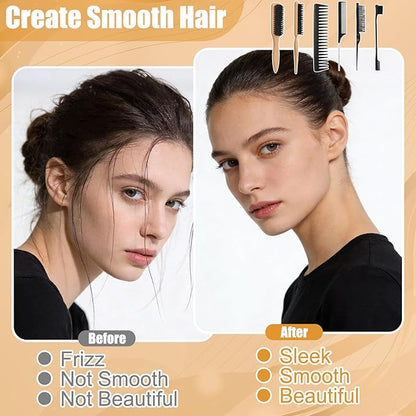 Boar Bristle Hair Brush, Slick Back Hair Brush, Hair Wax Stick and Spray Bottle for Women Men Sectioning Smoothing Parting Flyaways Hairs