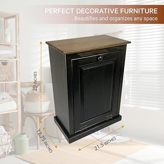 Peaceful Classics Tilt Out Trash Cabinet - Wooden Pull Out Cabinet, Decorative Trash Bin for Kitchen, Bedroom, & Home Patio - Mocha