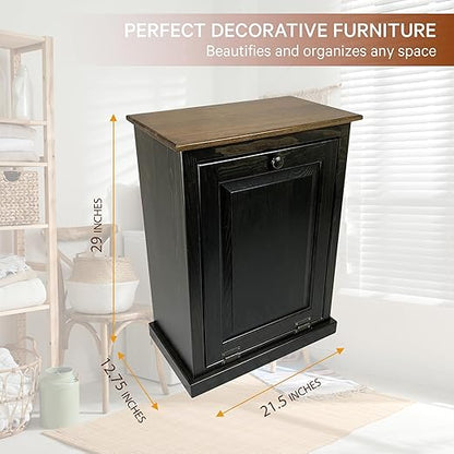 Peaceful Classics Tilt Out Trash Cabinet - Wooden Pull Out Cabinet, Decorative Trash Bin for Kitchen, Bedroom, & Home Patio - Mocha