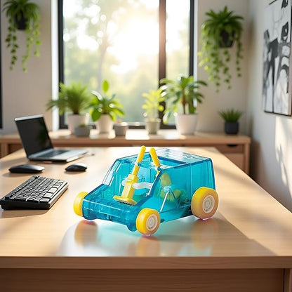 JJLFresheners Desktop Mini Cleaner and Dust Sweep, Blue Transparent, Car Table Dust Cleaning Trolley Keyboard Confetti Pencil Eraser Dust Sweeper Deft Processed