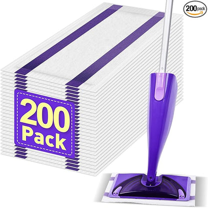 Mop Pads Refills Compatible with WetJet Mop, Disposable Mop Pads for Hardwood Floors, Tile, Laminate & Multi-Surface Cleaning, 200 Pack