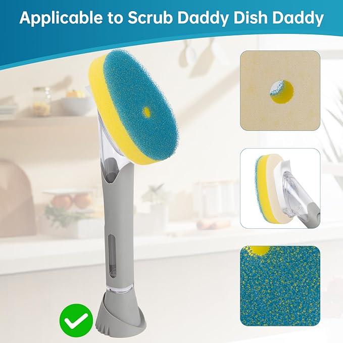 8 Packs Non Scratch Powerful Cleaning Sponge Refillsa - Compatible with Scrub Daddy Wand. (Blue)