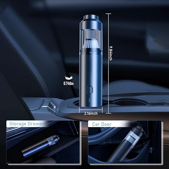 Mini Vacuum Portable Cordless Handheld Vacuum Cleaner, 4-in-1 Small Vacuum with 2 Suction Modes and 16kPa for Desk, Computer, Keyboard & Car, Desktop Vacuum with Blowing & Inflating 2 Modes