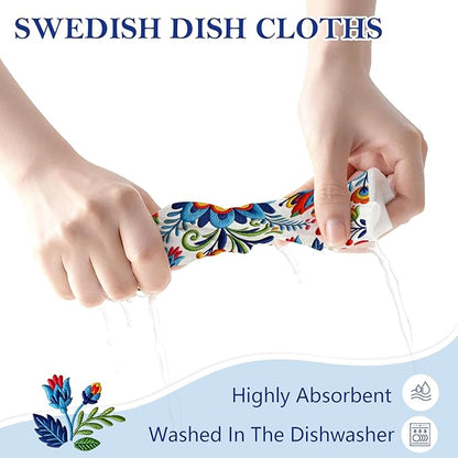 5 Pack Mixed Fiesta Floral Cinco De Mayo Kitchen Dishcloths Dish Towel, Dish Towels for Kitchen, Swedish Dishcloth Colorful Flower, Paper Towels Reusable, Dish Cloth Towel Cleaning for Home