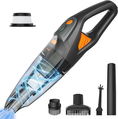 Handheld Vacuum Cordless - 25000PA Strong Suction Hand Held Car Vacuum Cleaner Portable with Multi-Nozzles - Lightweight Dust Busters Rechargeable for Home Car Office Pets 2 Levels