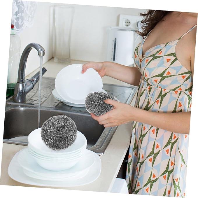 ABOOFAN Stainless Steel Scrubber Balls 8pcs Heavy Duty Cleaning Tool for Pots and Pans Sturdy Steel Dish Scrubbers for Kitchen Use