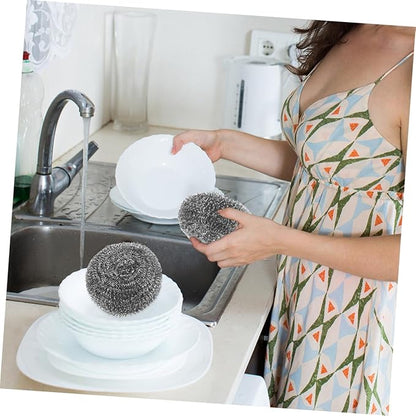 ABOOFAN Stainless Steel Scrubber Balls 8pcs Heavy Duty Cleaning Tool for Pots and Pans Sturdy Steel Dish Scrubbers for Kitchen Use