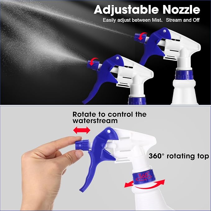 Eccliy 12 Pcs 16 Oz Plastic Spray Bottle, Adjustable Empty Reusable Sprayer for Cleaning, Planting, Water, Bathroom and Kitchen, BBQ, Commercial and Residential (Original,Dark Blue)