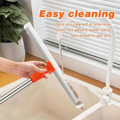 14" Rubber Floor Squeegee with 48" Long Handle,Scraper for Concrete Floor, Tile Floor, Metal Aluminium Heavy Duty Garage Shower Floor Squeegee Broom for Removing Water, Commercial Scrubber Mop