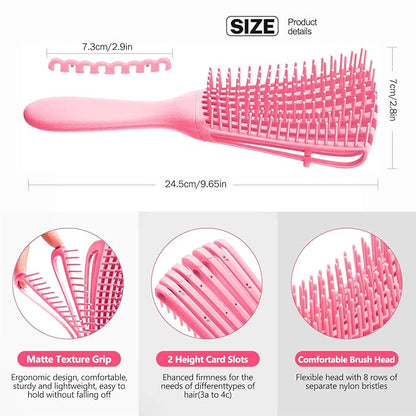 Detangling Brush for Afro America/African Hair Textured 3a to 4c Kinky Wavy/Curly/Wet/Dry/Oil/Thick/Long Hair, Hair Detangler for Beautiful Shiny Curls (3, Pink + Green + Black)