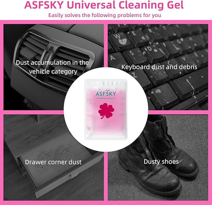 ASFSKY Reusable Cleaning Gel for Car Interior, Keyboard & Home – 5 Pack (90g Each), Sticky Dust & Crumb Remover, No Water Needed, Long-Lasting Dry Cleaner (Rose Red)